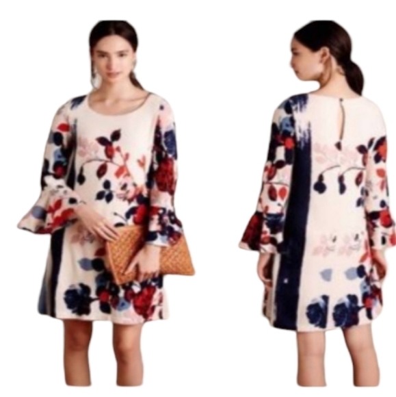 Anthropologie Dresses & Skirts - Anthropologie Maeve bell sleeve floral accent dress size large